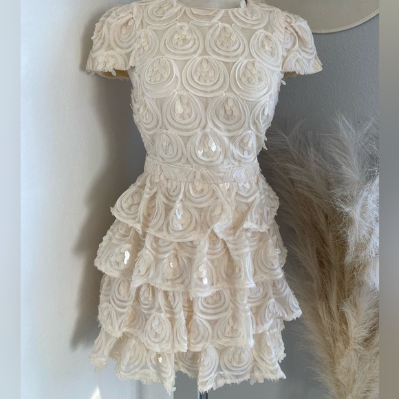 Lulus Worth the Wait Cream Sequin Ruffled Mini Dress - Picture 9 of 11